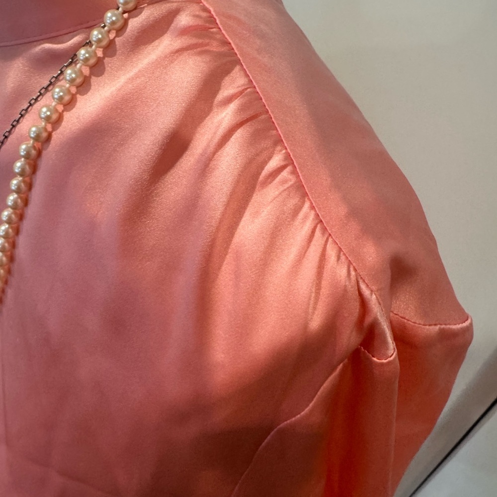 Pink 100% silk waist tie blouse - Picture 7 of 16